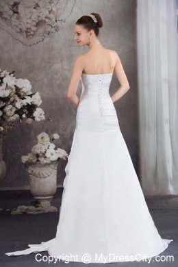 Dramatic Sweetheart A-line Brush Train Pleated Wedding Dress Lace-up