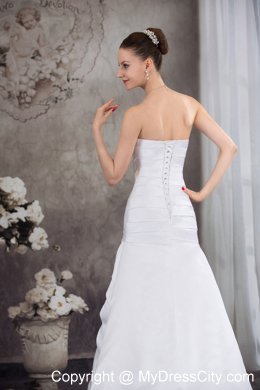 Dramatic Sweetheart A-line Brush Train Pleated Wedding Dress Lace-up