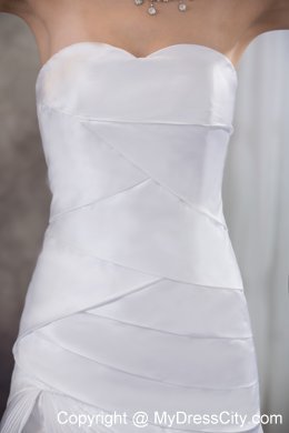 Dramatic Sweetheart A-line Brush Train Pleated Wedding Dress Lace-up