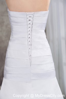 Dramatic Sweetheart A-line Brush Train Pleated Wedding Dress Lace-up