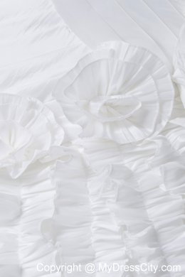 Ruched Strapless A-line Court Train Bridal Dresses with Vertical Ruffled Stripes