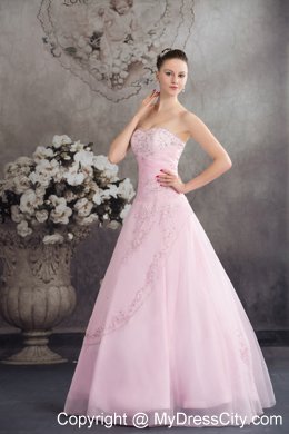 Unique Pink Princess Sweetheart Organza Appliques Sheathy Bridal Dresses