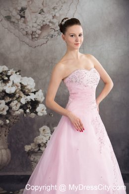 Unique Pink Princess Sweetheart Organza Appliques Sheathy Bridal Dresses