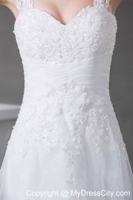 2013 High Quality A-line Lace Court Train Bridal Dresses with Wide Straps