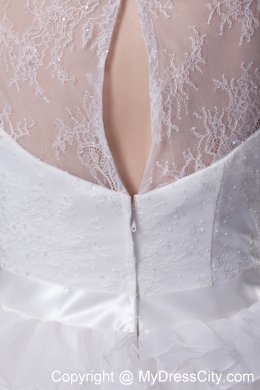 Ruffles and Appliques A-Line Bridal Dress with Sheer Scoop Neckline