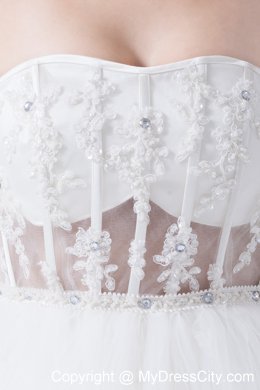 Strapless Court Train Ruffled 2013 A-Line Wedding Dress with Sheer Waist