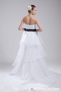 Informal Strapless A-Line Wedding Dress with Black Sash 2013 on Promotion