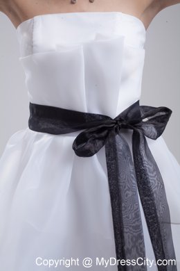 Informal Strapless A-Line Wedding Dress with Black Sash 2013 on Promotion