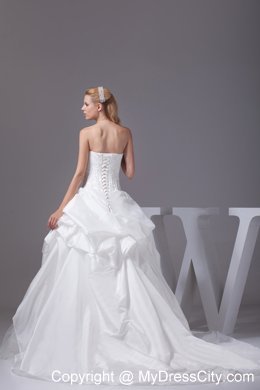 White Strapless Appliques and Beading Pick-ups Wedding Dress for Wedding