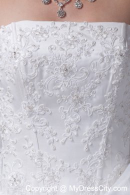 White Strapless Appliques and Beading Pick-ups Wedding Dress for Wedding