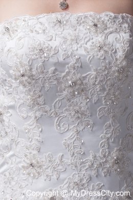 Best seller Strapless Appliques and Beading Ruffled A-line Wedding Gown