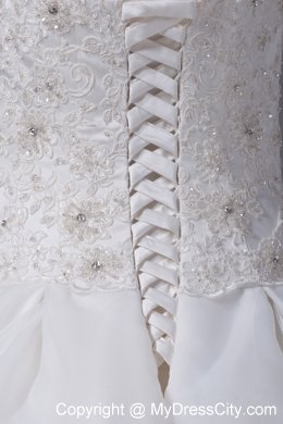 Best seller Strapless Appliques and Beading Ruffled A-line Wedding Gown