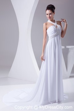 Recommended Beaded Halter Top Court Train Empire Bridal Dresses 2013