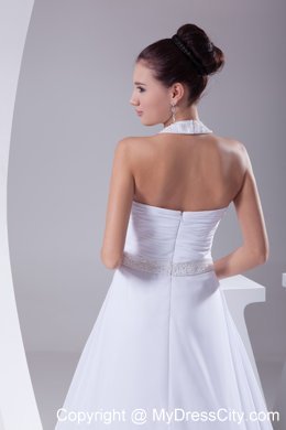 Recommended Beaded Halter Top Court Train Empire Bridal Dresses 2013