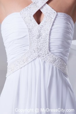 Recommended Beaded Halter Top Court Train Empire Bridal Dresses 2013