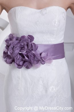 Mermaid Strapless Sheathy Ribboned Wedding Dress Floor-length with Train