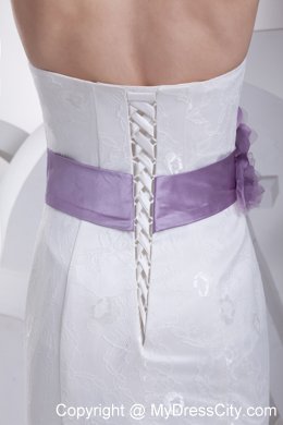 Mermaid Strapless Sheathy Ribboned Wedding Dress Floor-length with Train