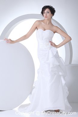 Exclusive Sweetheart Mermaid Brush Train Flowery Wedding Dress on Sale