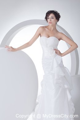 Exclusive Sweetheart Mermaid Brush Train Flowery Wedding Dress on Sale