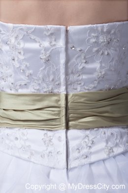 Modern High-low Ruffles and Embroidery Princess Ribboned Bridal Gown