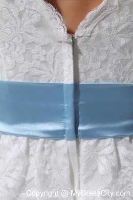 Lace V-neck Ruffled Layers Knee-length Dress for Brides for Garden Wedding