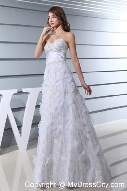 Best White Beading Sweetheart Flowery Beaded over Bodice Wedding Dress