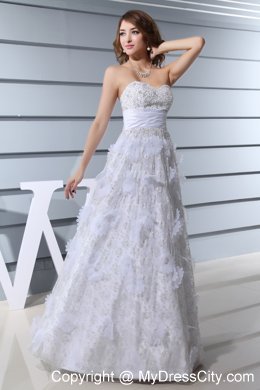 Best White Beading Sweetheart Flowery Beaded over Bodice Wedding Dress