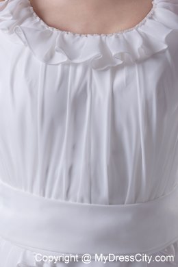 Elegant Mermaid Scoop Chiffon Ruching Wedding Dress with Ruffle Straps