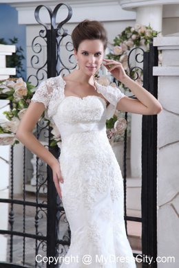 Simple Mermaid Strapless Court Train Wedding Dress with Jacket and Belt