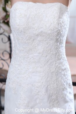 Nice Sheathy Mermaid Strapless Court Train Lace Dress for 2013 Weddings