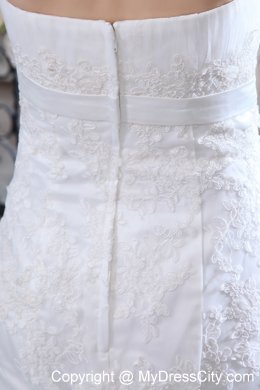 Strapless Court Train Beaded Belt Mermaid Wedding Dress Floor-length