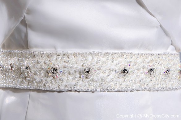 Must-have A-line Beaded and Ruffled Sweetheart Wedding Dress with Train