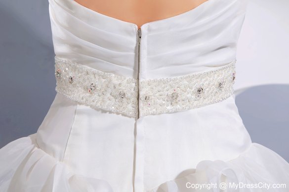 Must-have A-line Beaded and Ruffled Sweetheart Wedding Dress with Train