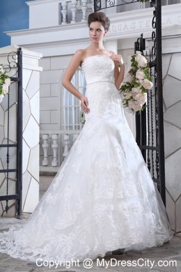 Unique Mermaid Strapless Court Train Lace Belt Bridal Gown 2013 on Sale