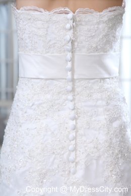 Unique Mermaid Strapless Court Train Lace Belt Bridal Gown 2013 on Sale