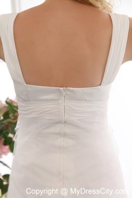 Well-packaged Sheathy Straps Ankle-length Chiffon Lace Dress for Brides