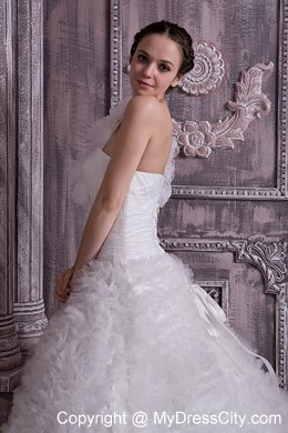 Trendy One Shoulder Court Train Beaded A-line Flowery Wedding Dress