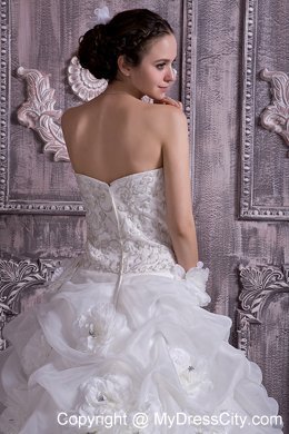 Showy Strapless Beading and Pick-ups Princess Bridal Dress with Train