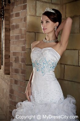 Sweetheart Floor-length Organza Beaded and Ruffles Bridal dress