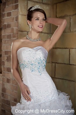 Sweetheart Floor-length Organza Beaded and Ruffles Bridal dress