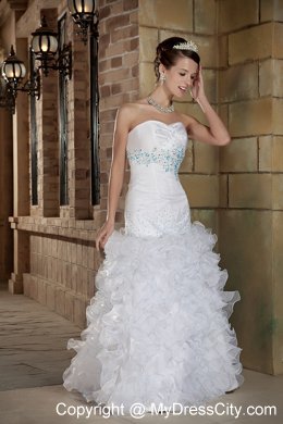 Sweetheart Floor-length Organza Beaded and Ruffles Bridal dress
