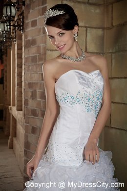 Sweetheart Floor-length Organza Beaded and Ruffles Bridal dress