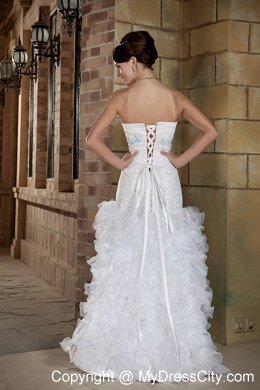 Sweetheart Floor-length Organza Beaded and Ruffles Bridal dress