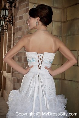 Sweetheart Floor-length Organza Beaded and Ruffles Bridal dress