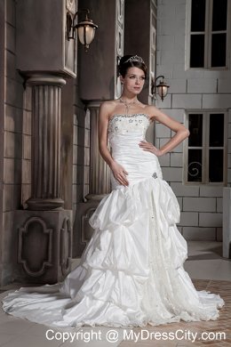 Beautiful Court Train Chapel Train Lace-up Beaded Bridal Gown