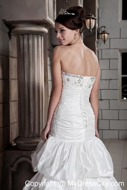 Beautiful Court Train Chapel Train Lace-up Beaded Bridal Gown