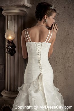 Exclusive Mermaid V-neck Chapel Train Ruffled Wedding Dress