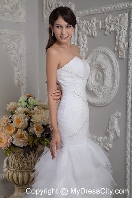 Mermaid Sweetheart Court Train Beaded and Ruched wedding Gown