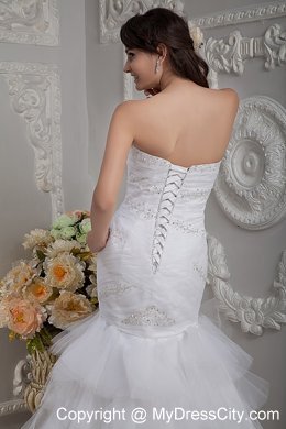 Mermaid Sweetheart Court Train Beaded and Ruched wedding Gown