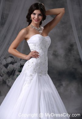 Lace with Beading A-line Sweetheart Chapel Train Wedding Dress